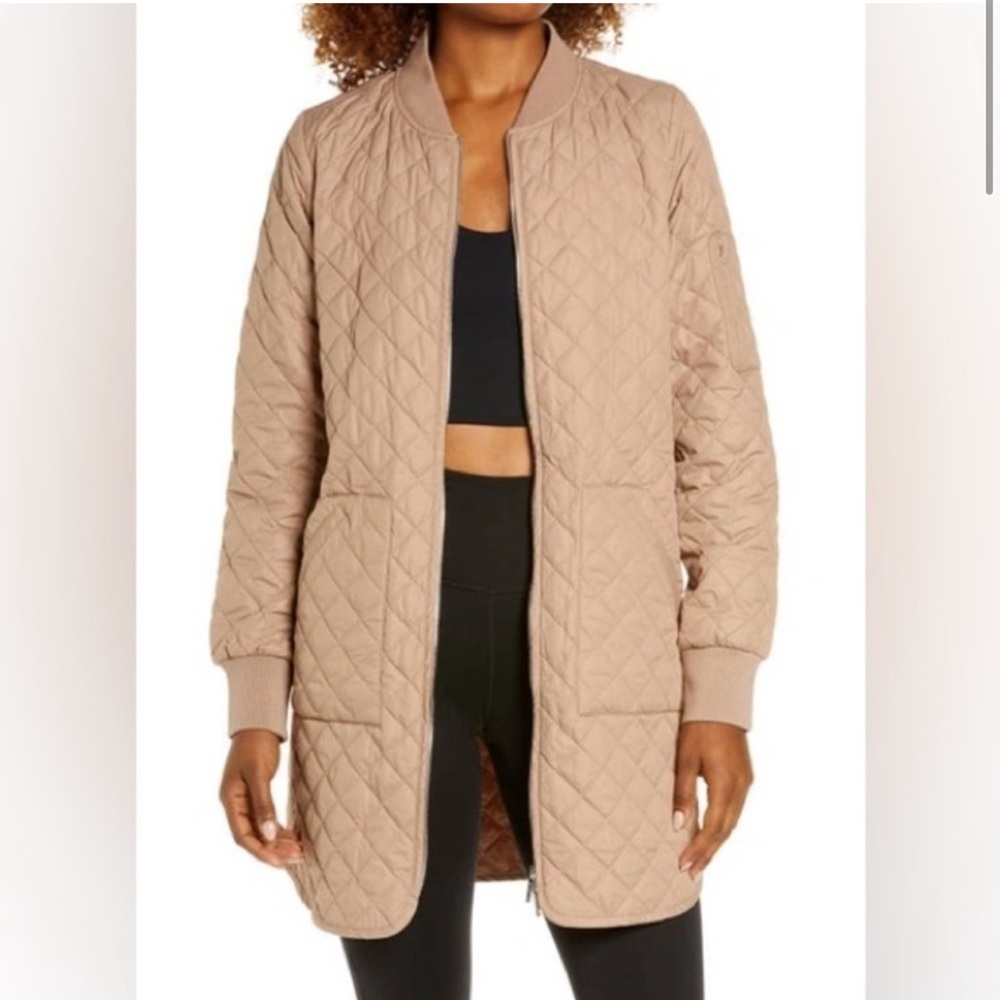 Zella longline quilted bomber jacket